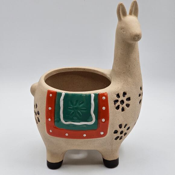 Whimsical Alpaca Planter - Hand Painted Ceramic Llama Succulent Planter Pot - Picture 9 of 10